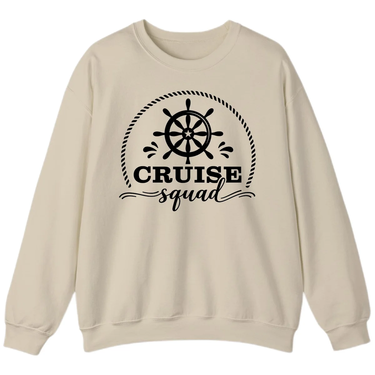 Cruise Squad Nautical Wheel Sweatshirt in Sand