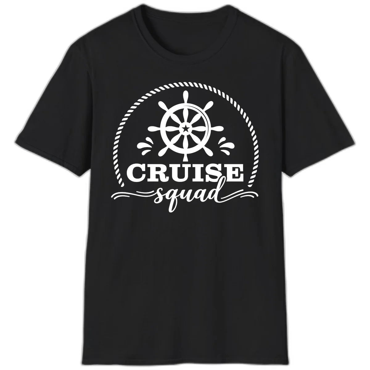 Cruise Squad Nautical Wheel T-Shirt in Black