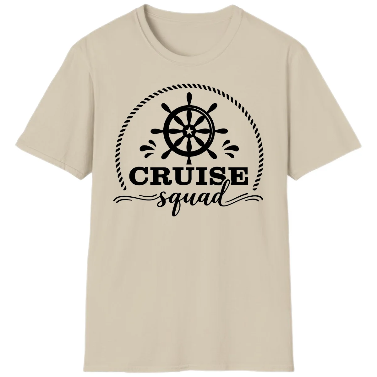 Cruise Squad Nautical Wheel T-Shirt in Sand