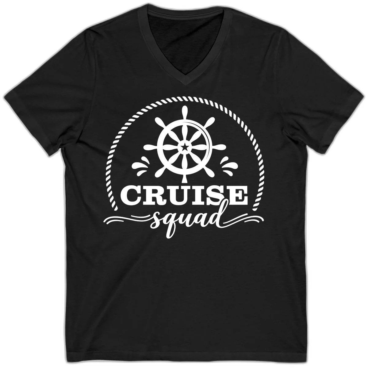 Cruise Squad Nautical Wheel V-Neck in Black