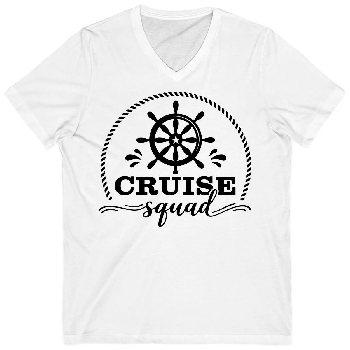 Cruise Squad Nautical Wheel V-Neck in White