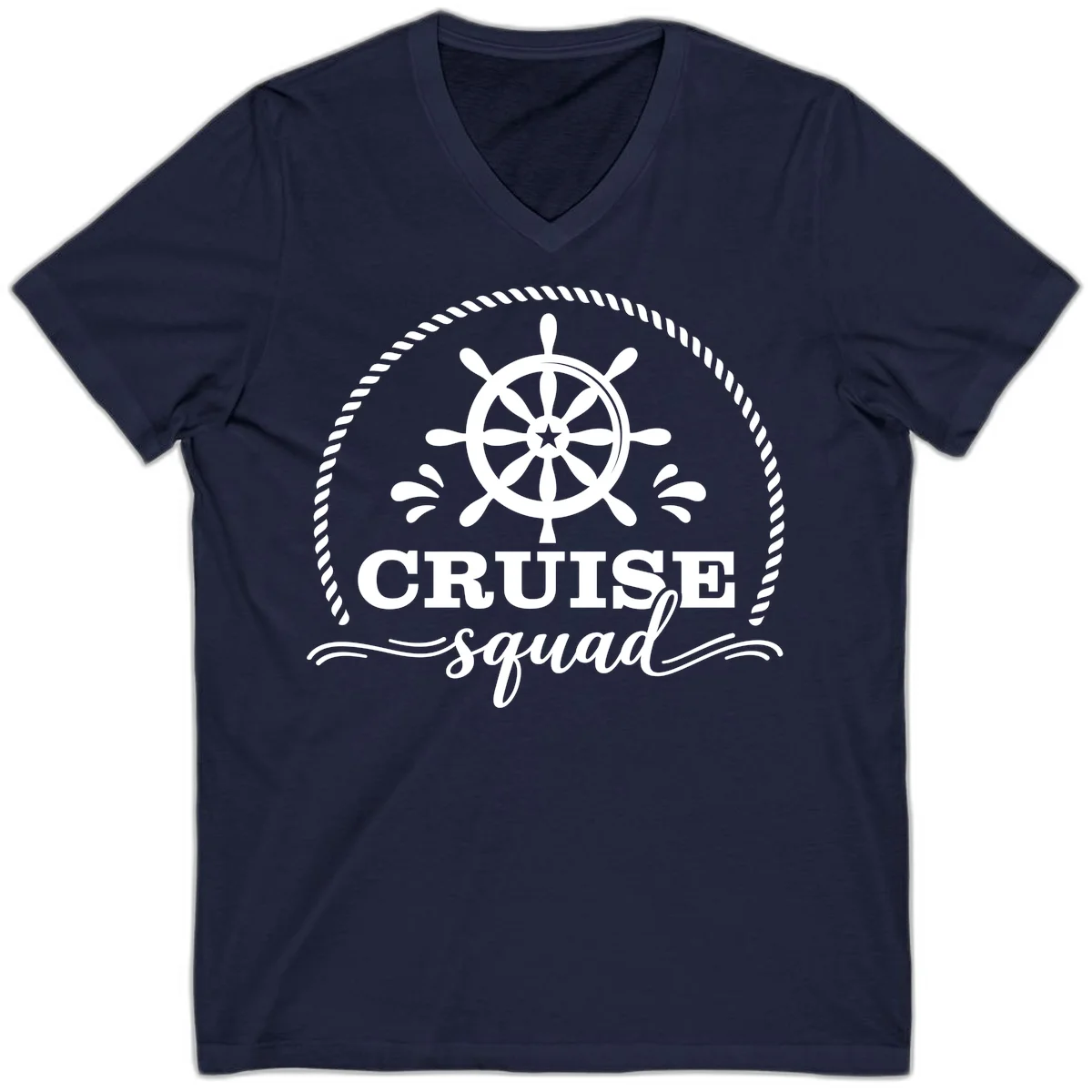 Cruise Squad Nautical Wheel V-Neck in Navy
