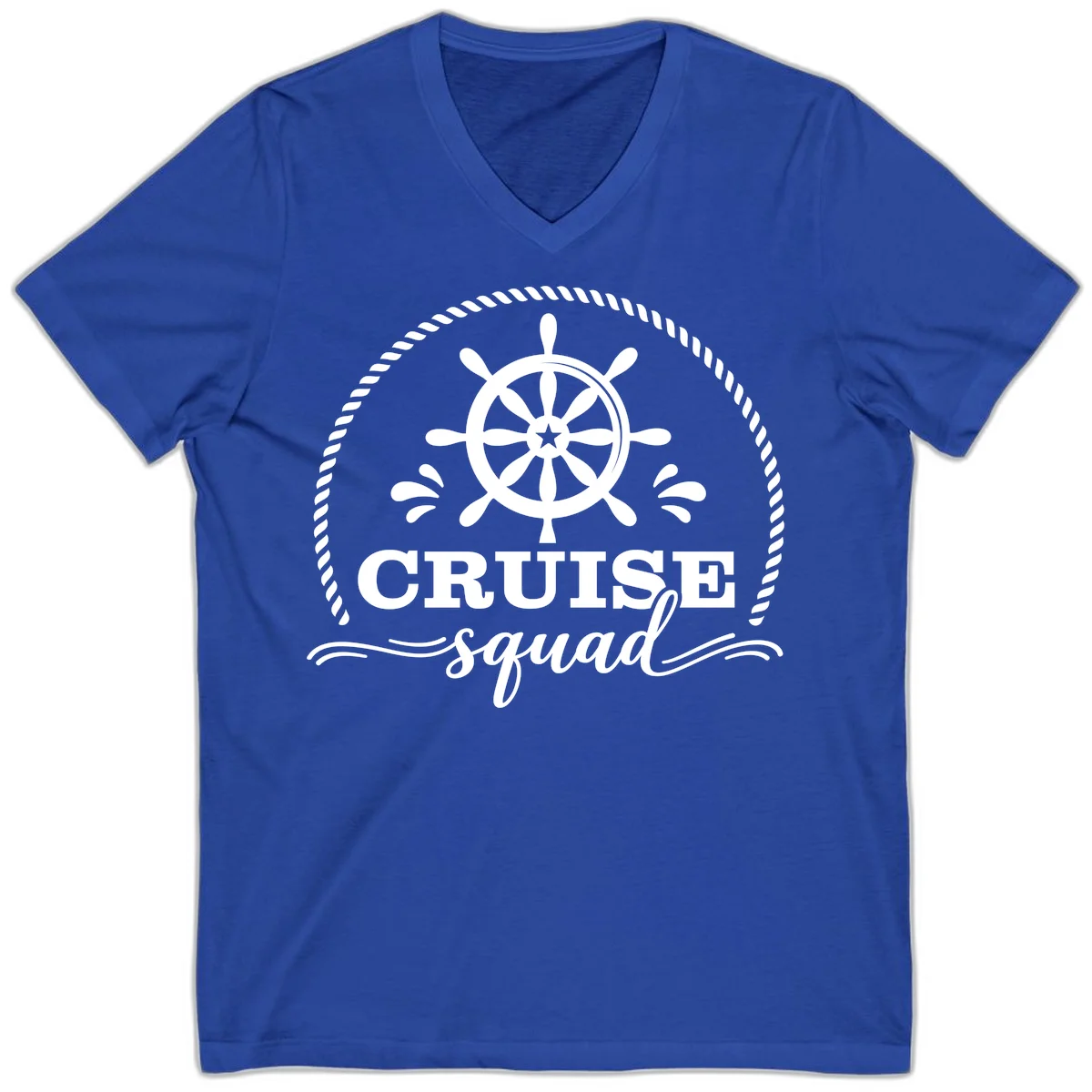 Cruise Squad Nautical Wheel V-Neck in True Royal