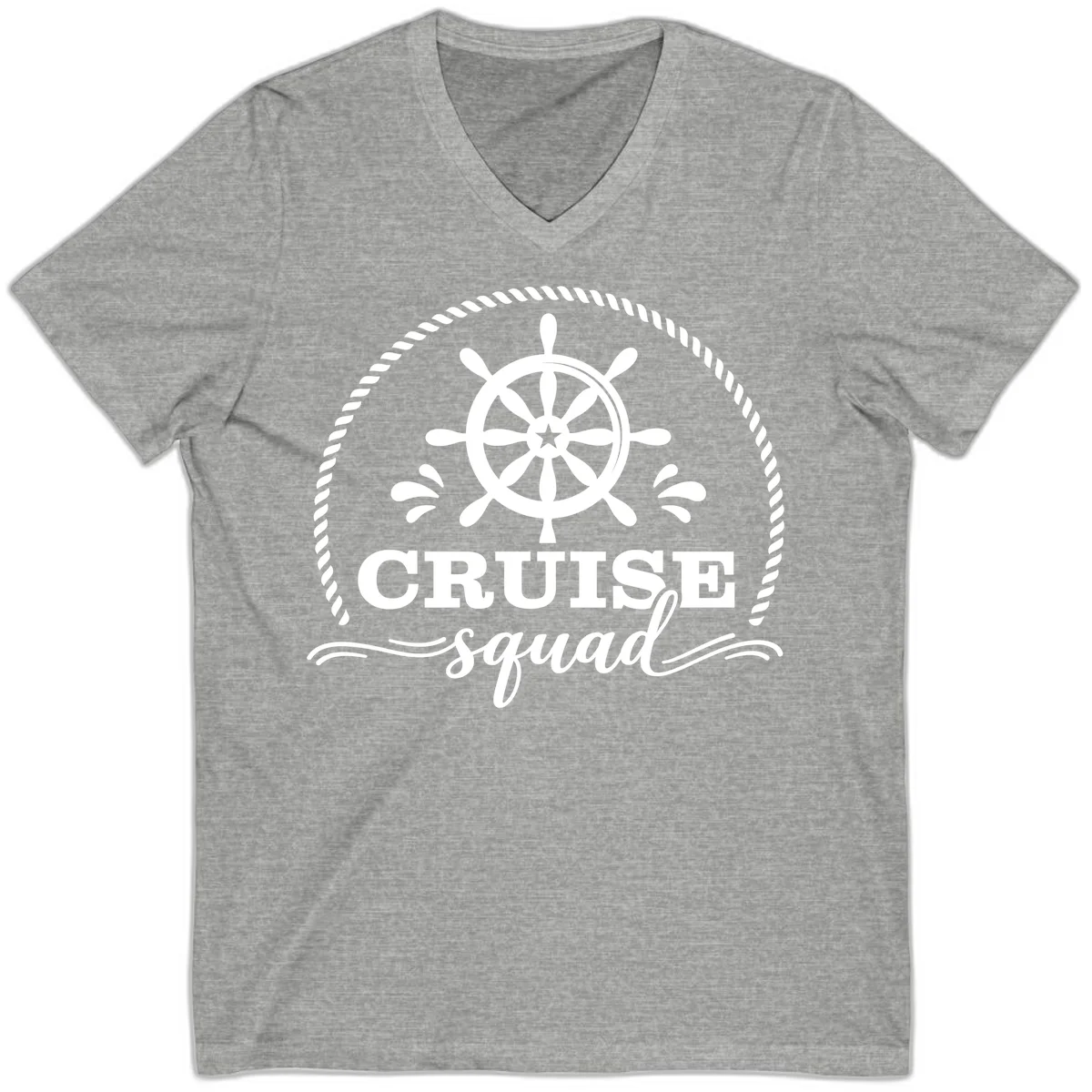 Cruise Squad Nautical Wheel V-Neck in Athletic Heather