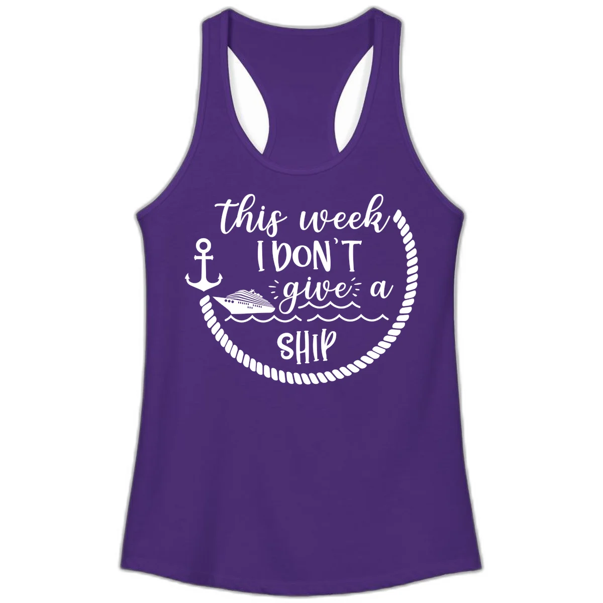 This Week I Don't Give A Ship Ladies Tank in Solid Purple Rush