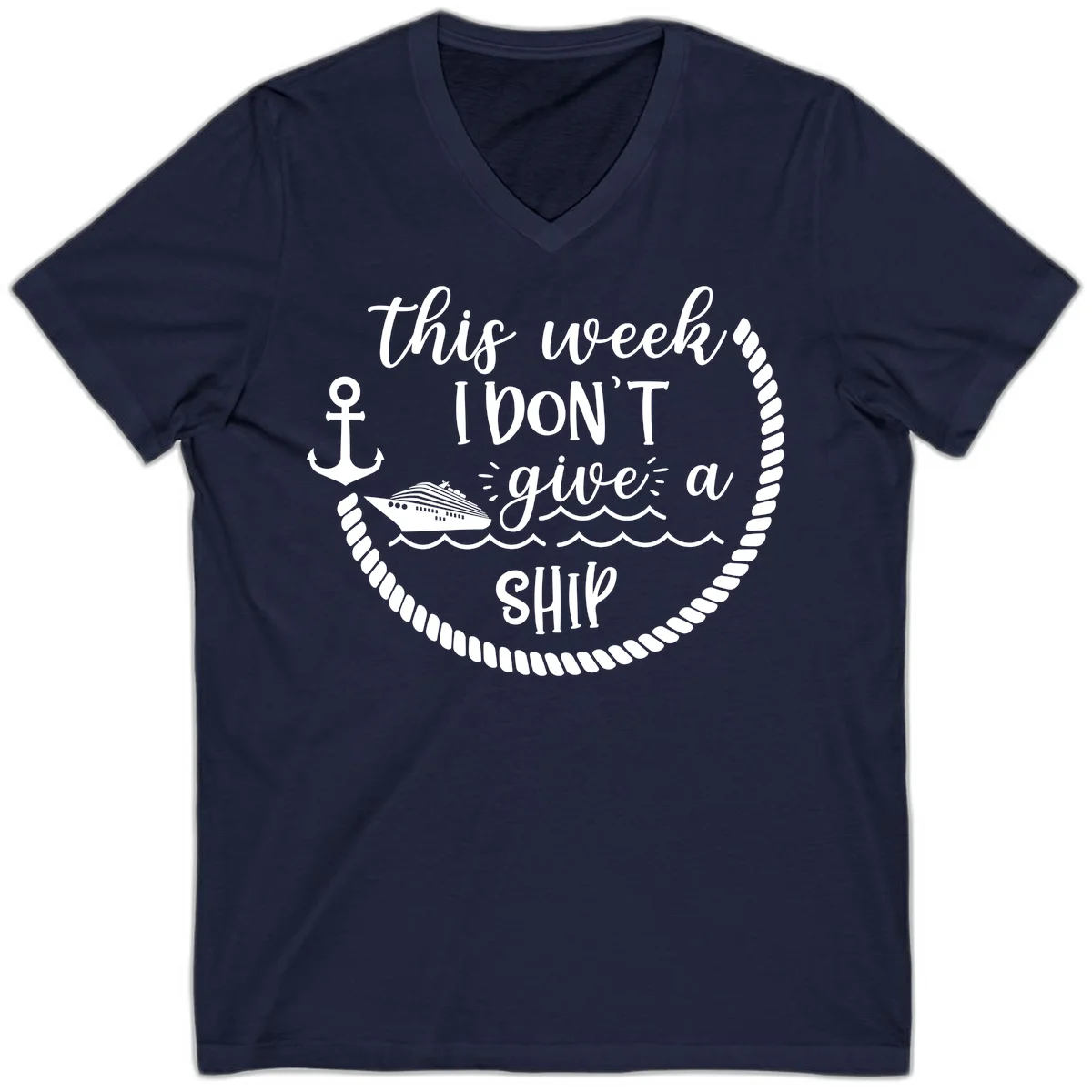This Week I Don't Give A Ship V-Neck in Navy