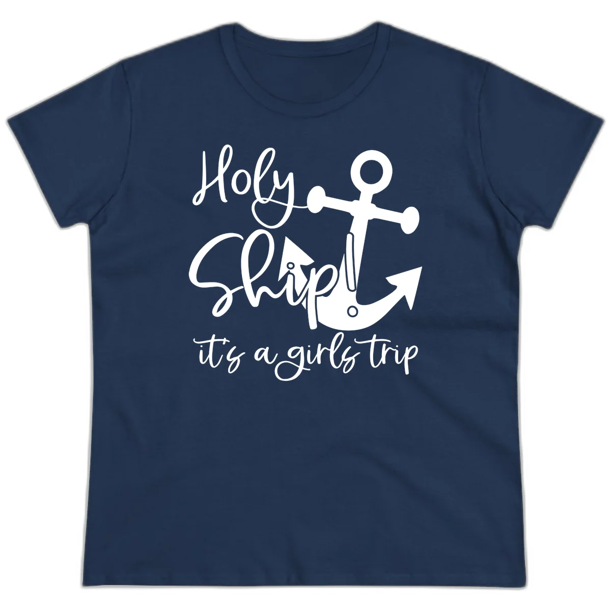 Holy Ship Girls Trip Anchor Ladies Tee in Navy