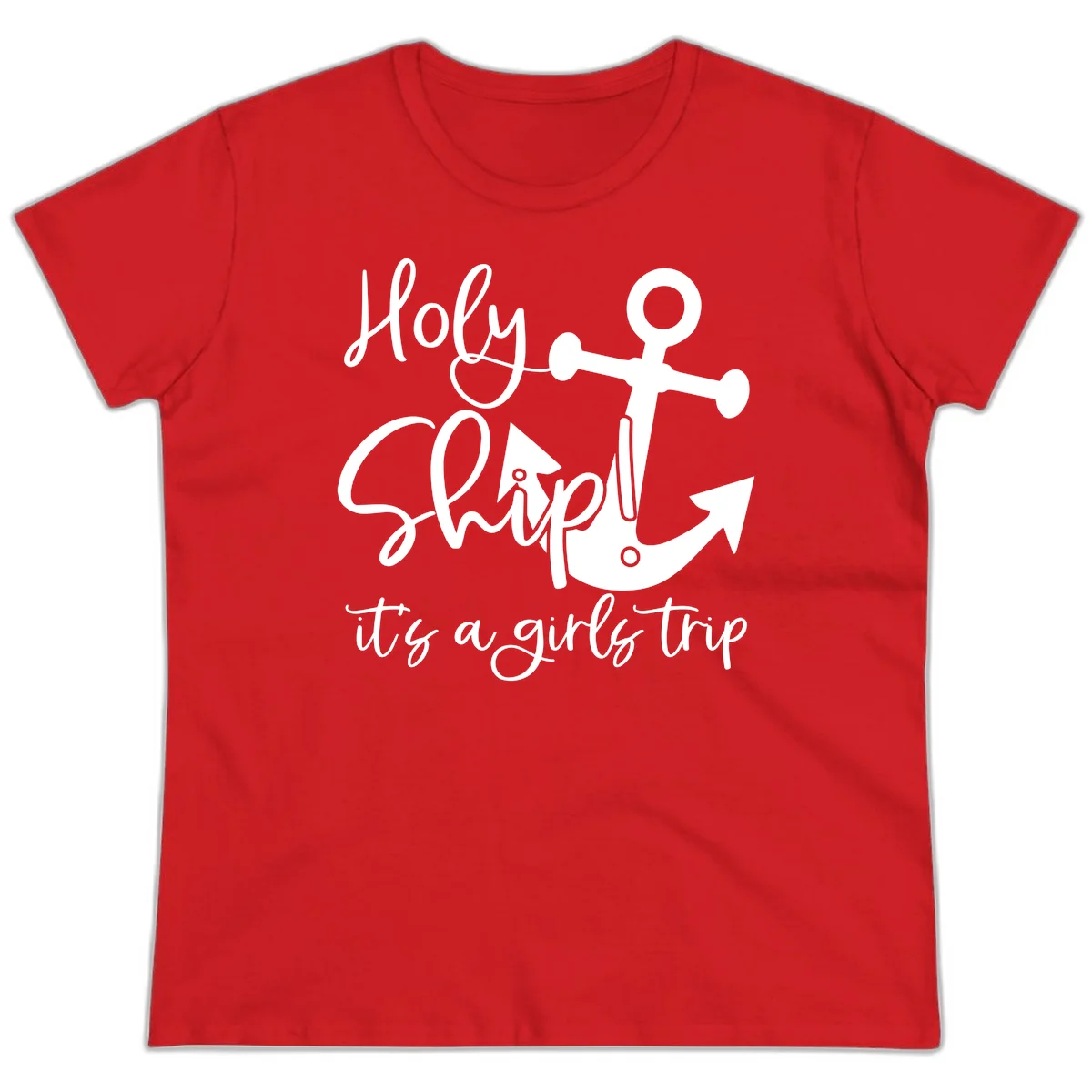 Holy Ship Girls Trip Anchor Ladies Tee in Red