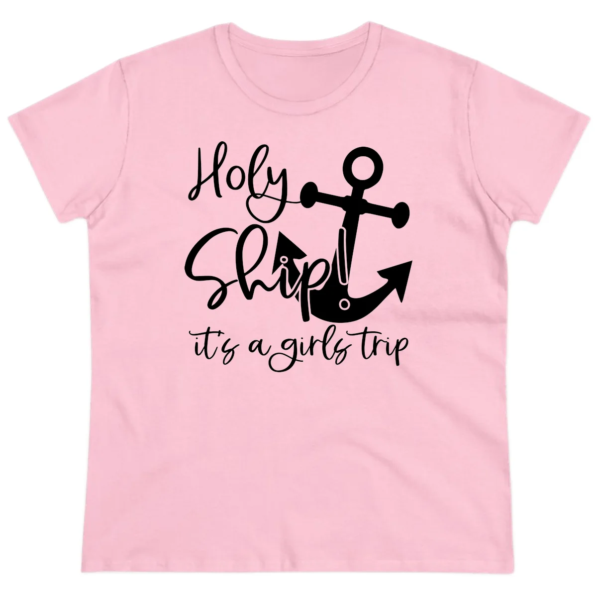Holy Ship Girls Trip Anchor Ladies Tee in Light Pink