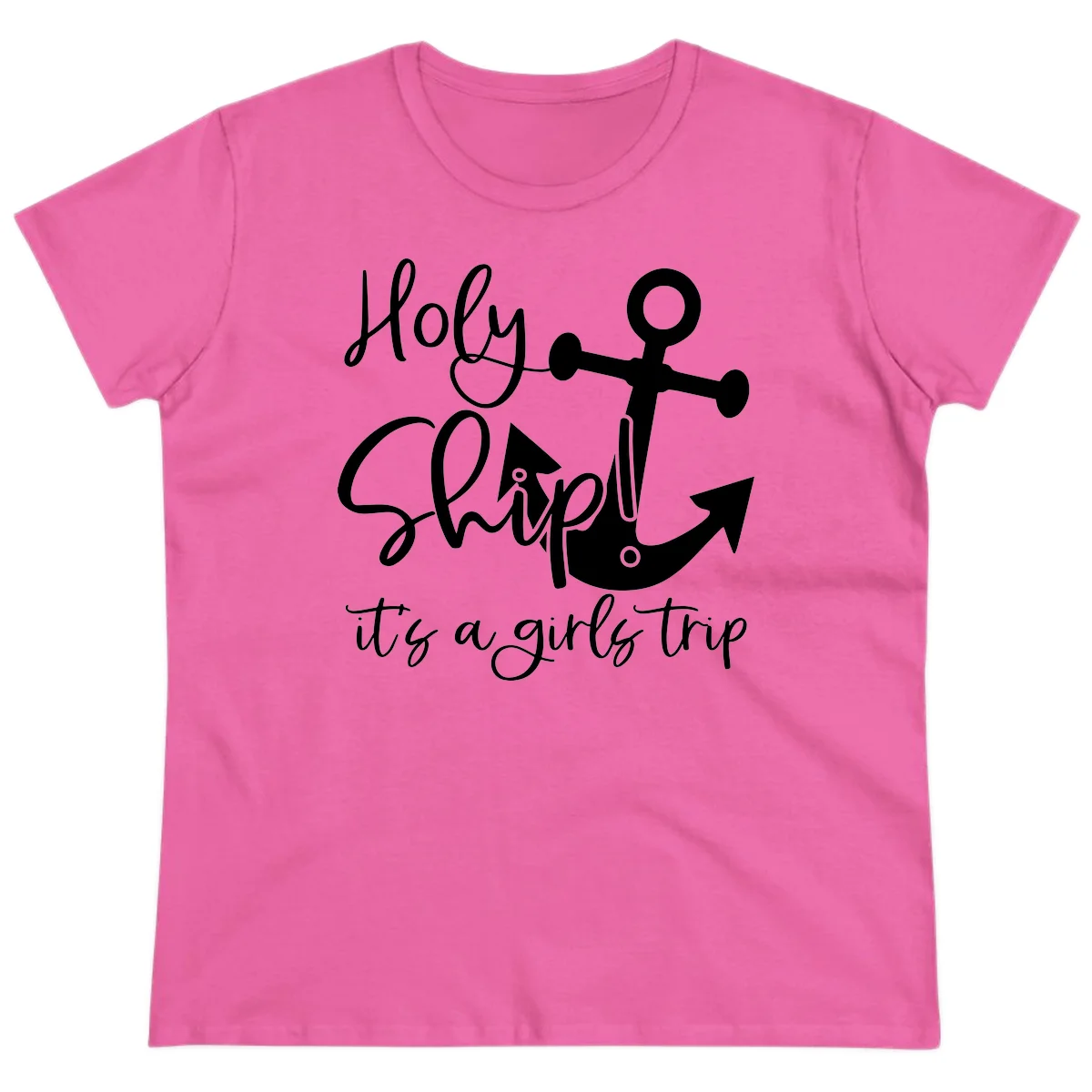 Holy Ship Girls Trip Anchor Ladies Tee in Azalea