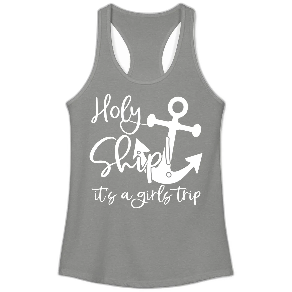 Holy Ship Girls Trip Anchor Ladies Tank in Heather Grey