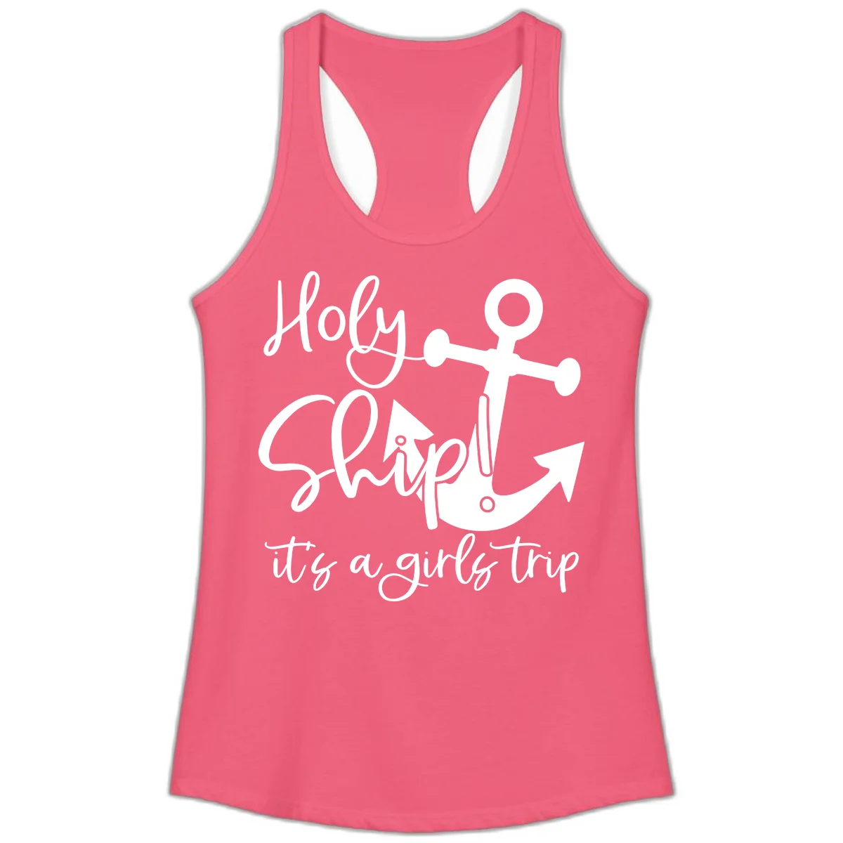 Holy Ship Girls Trip Anchor Ladies Tank in Hot Pink