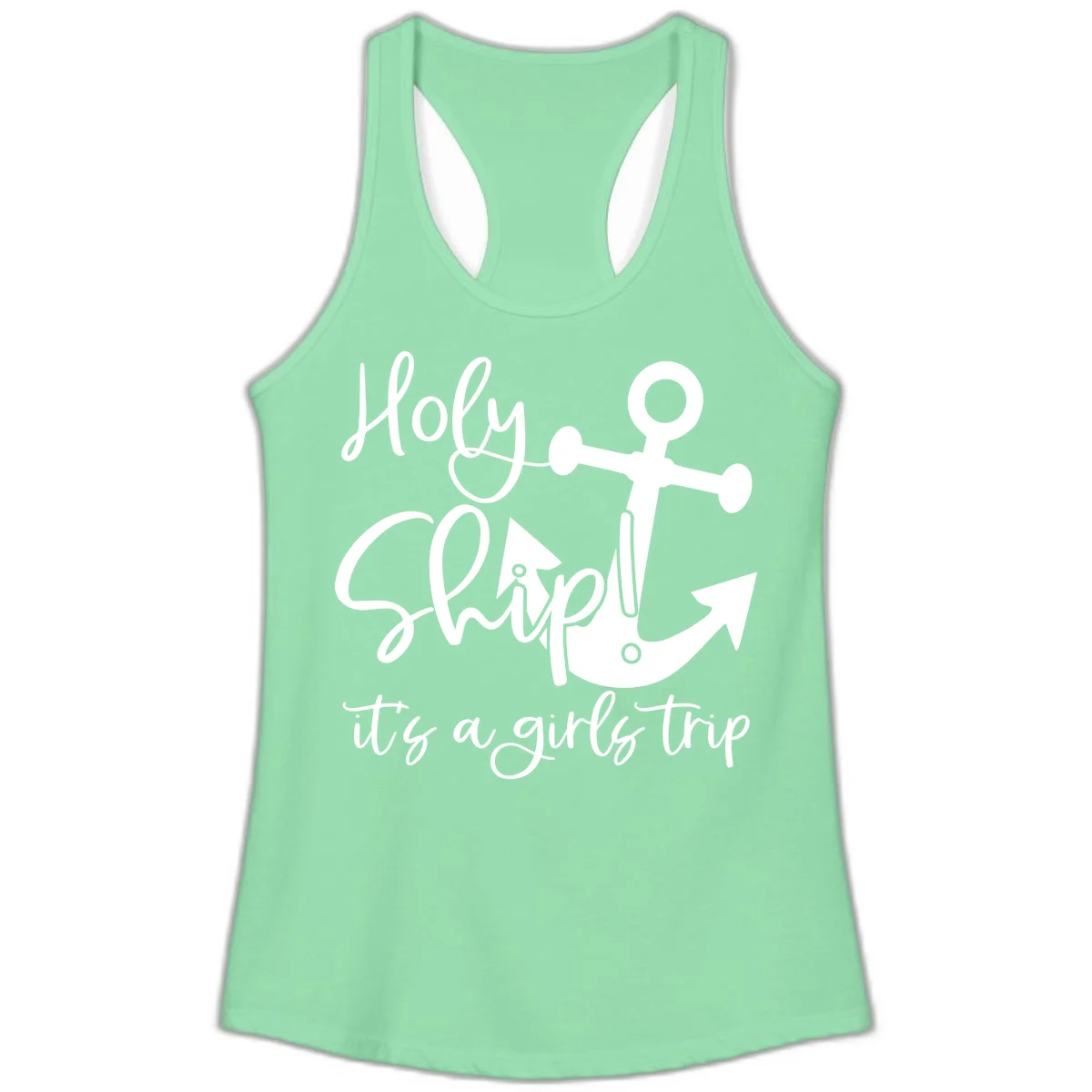 Holy Ship Girls Trip Anchor Ladies Tank in Solid Mint