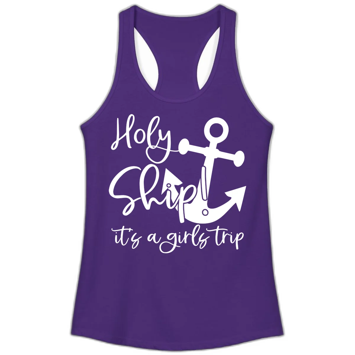 Holy Ship Girls Trip Anchor Ladies Tank in Solid Purple Rush