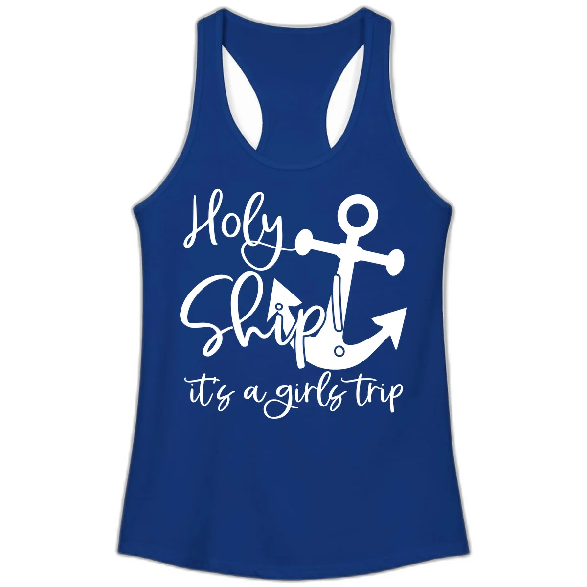 Holy Ship Girls Trip Anchor Ladies Tank in Solid Royal