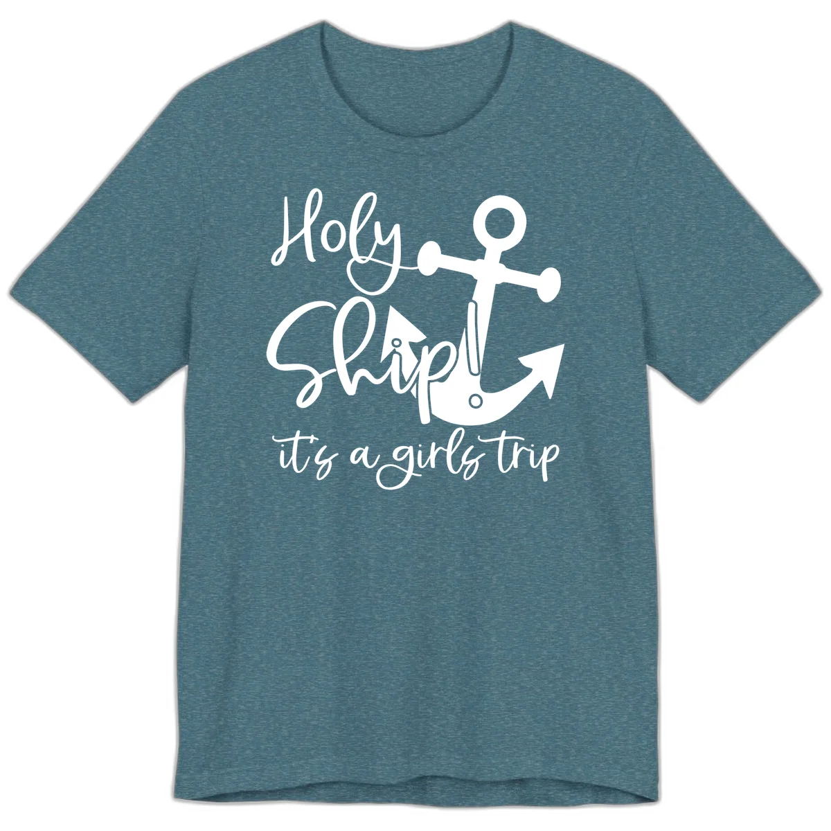 Holy Ship Girls Trip Anchor Premium T-Shirt in Heather Deep Teal