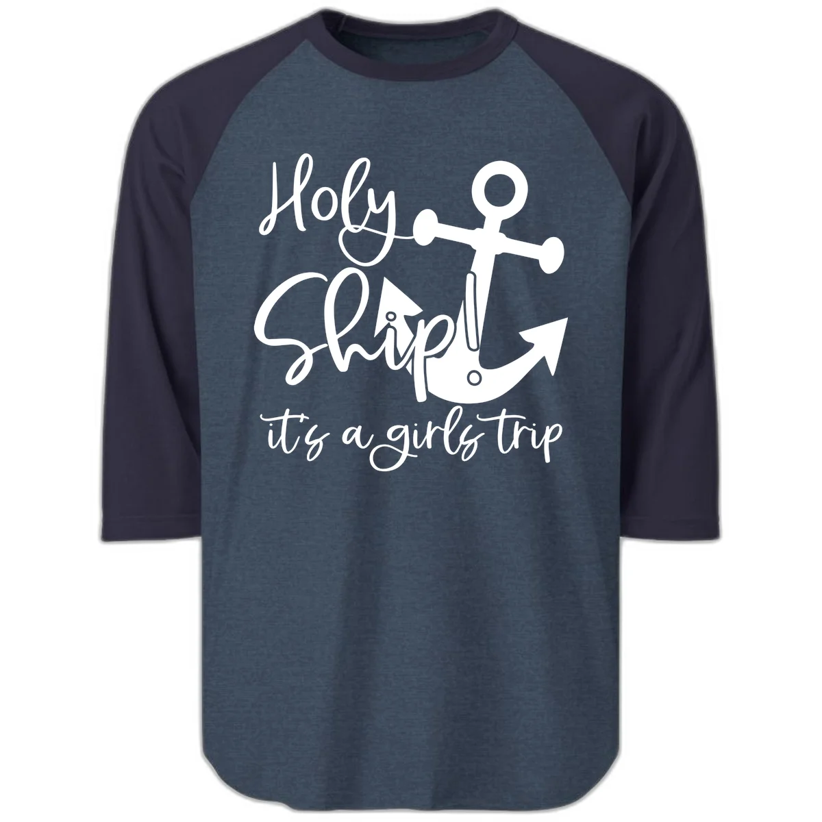 Holy Ship Girls Trip Anchor Raglan 3/4 in Heather Denim Navy