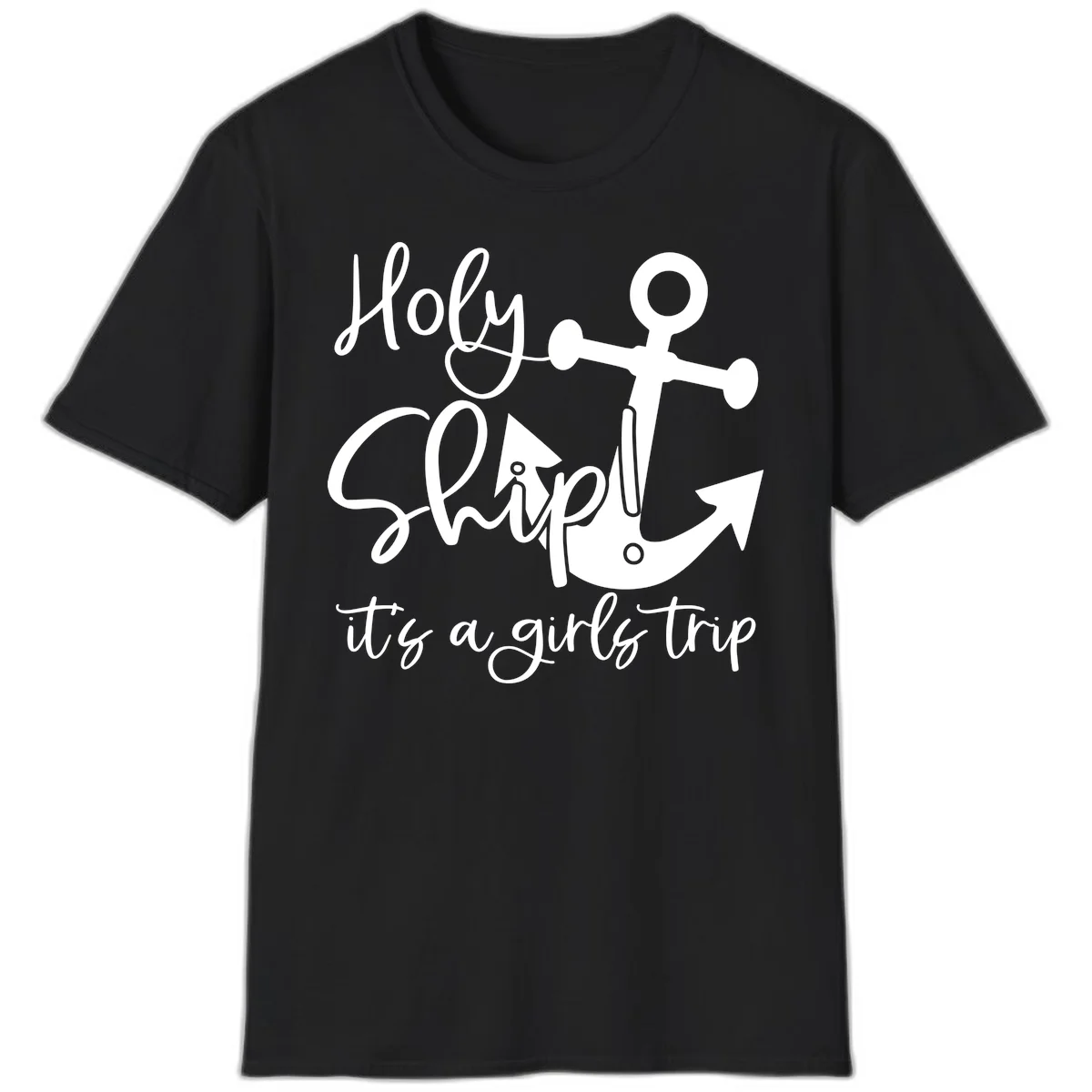 Holy Ship Girls Trip Anchor T-Shirt in Black