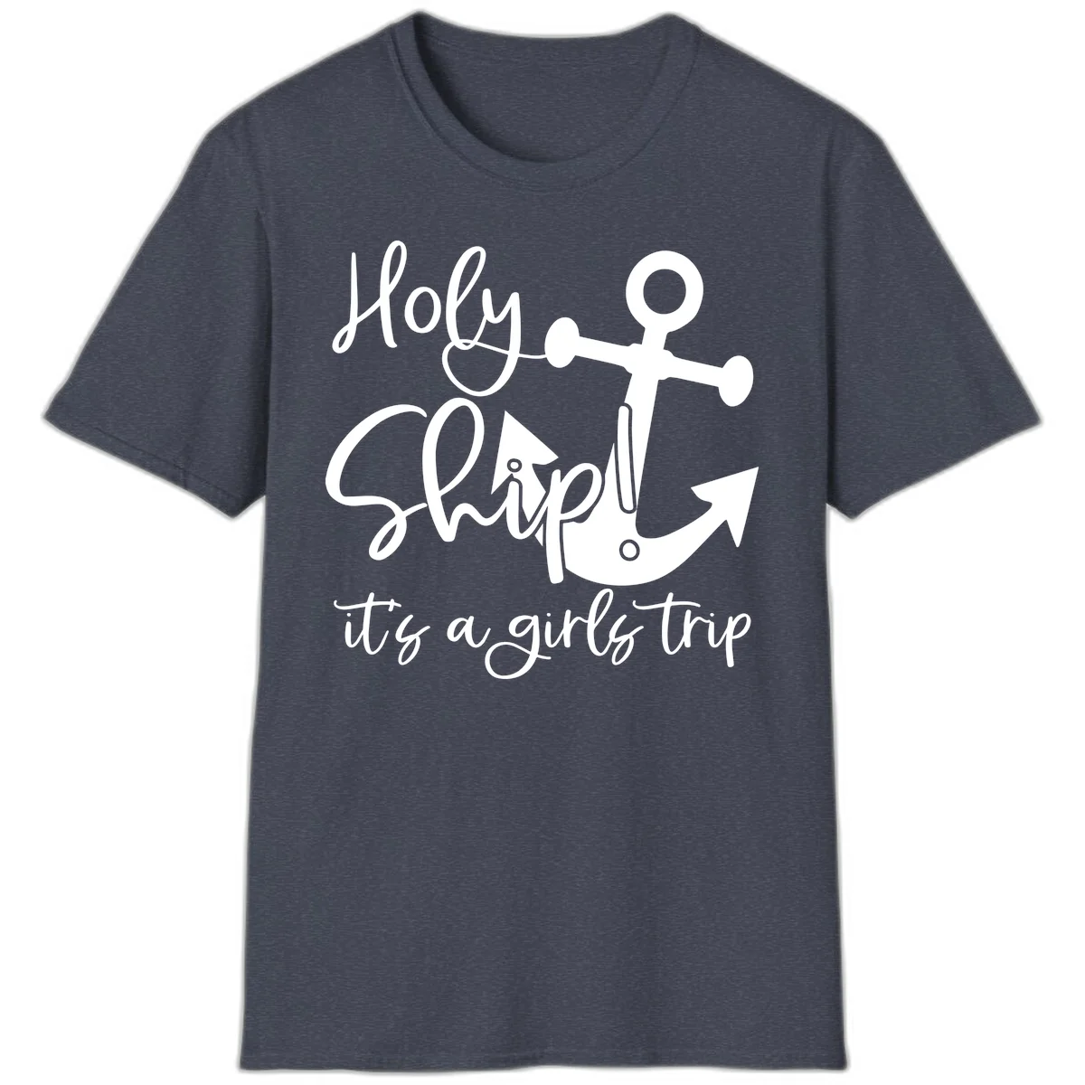 Holy Ship Girls Trip Anchor T-Shirt in Heather Navy