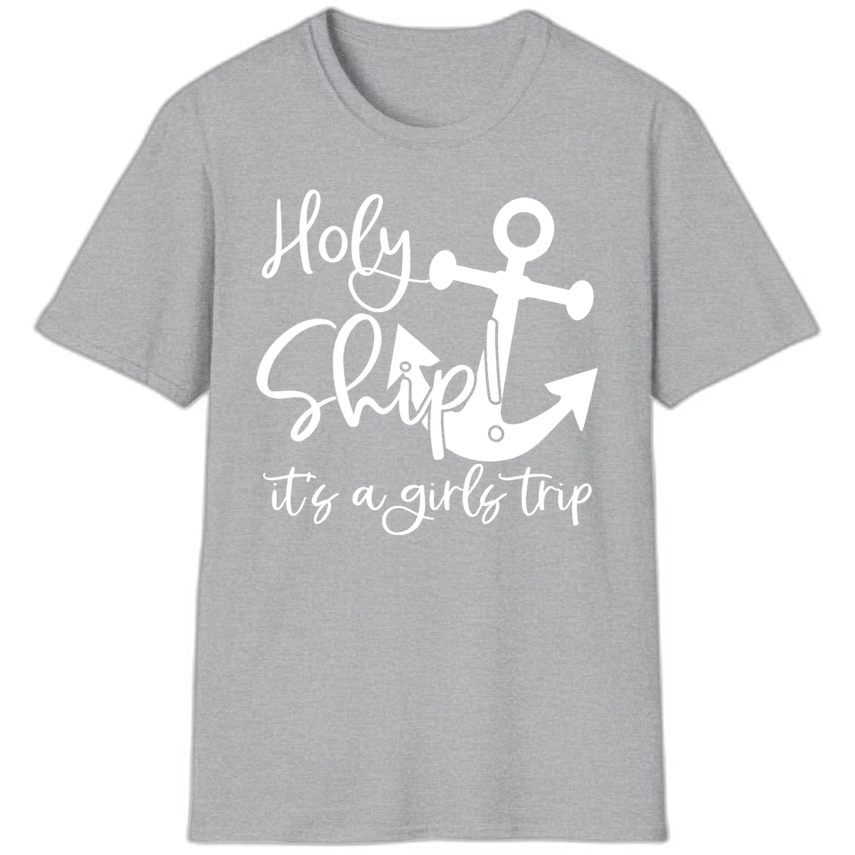 Holy Ship Girls Trip Anchor T-Shirt in Sport Grey
