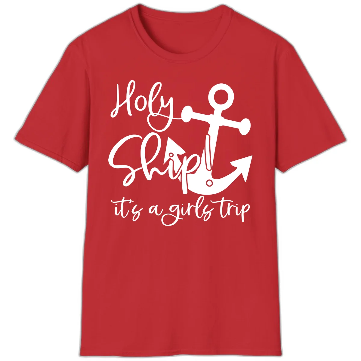 Holy Ship Girls Trip Anchor T-Shirt in Red