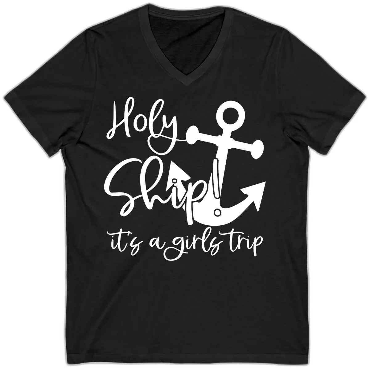 Holy Ship Girls Trip Anchor V-Neck in Black