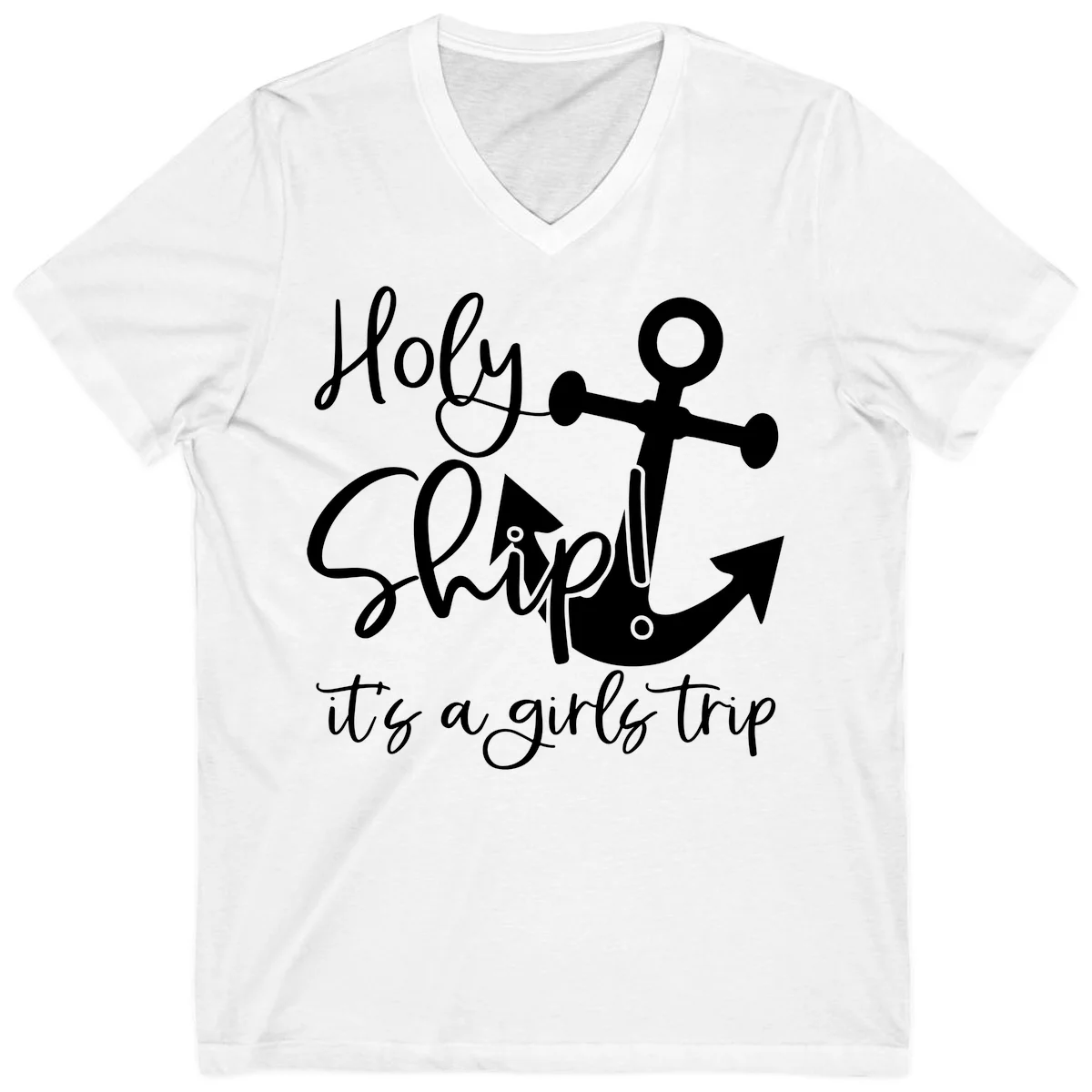 Holy Ship Girls Trip Anchor V-Neck in White