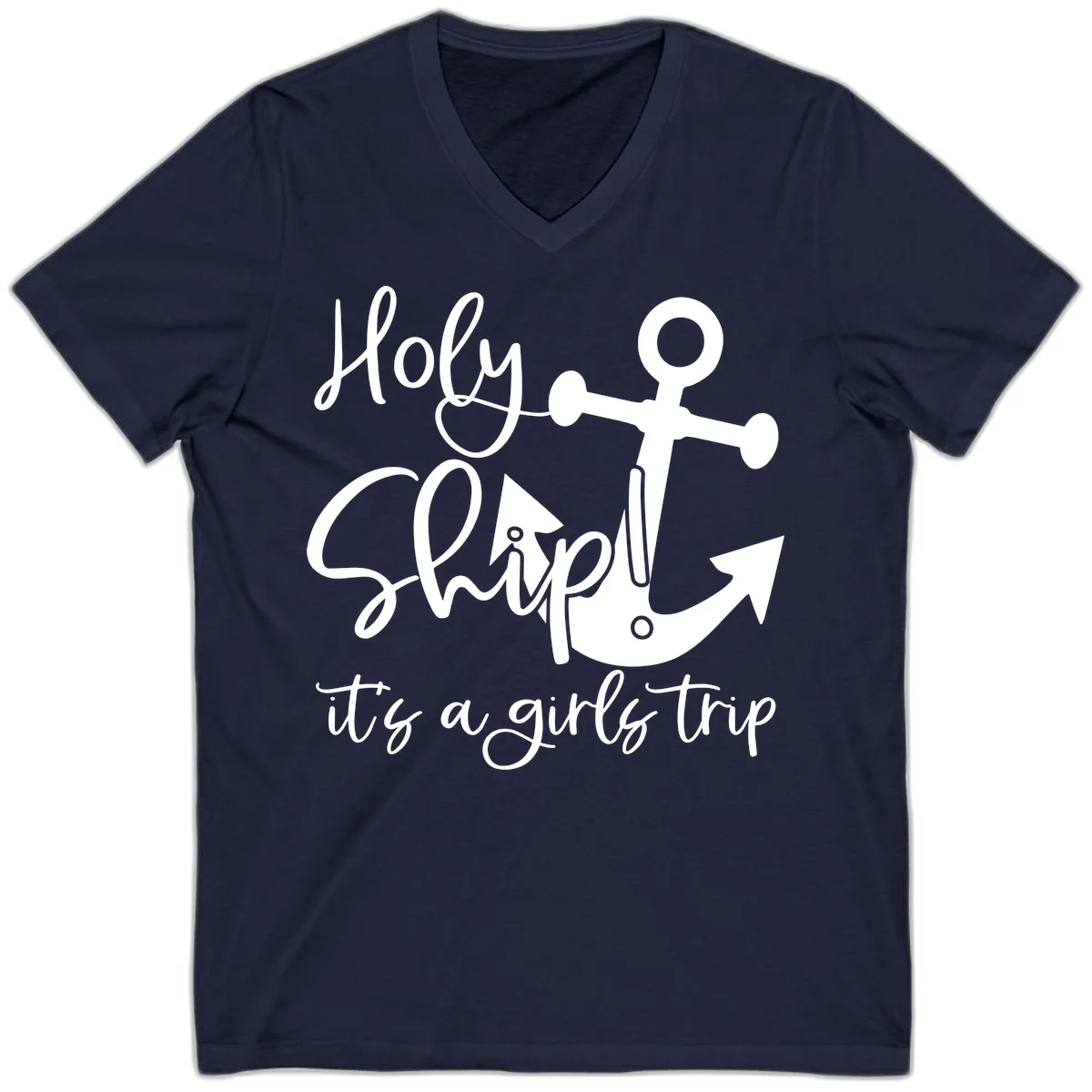 Holy Ship Girls Trip Anchor V-Neck in Navy