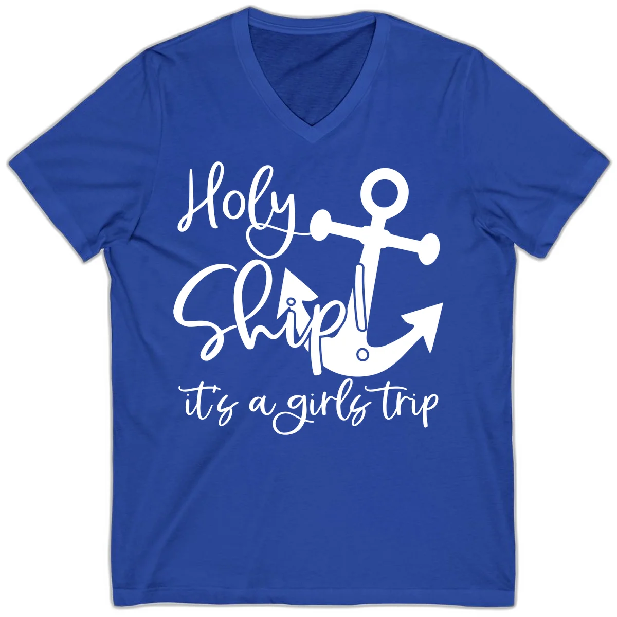 Holy Ship Girls Trip Anchor V-Neck in True Royal