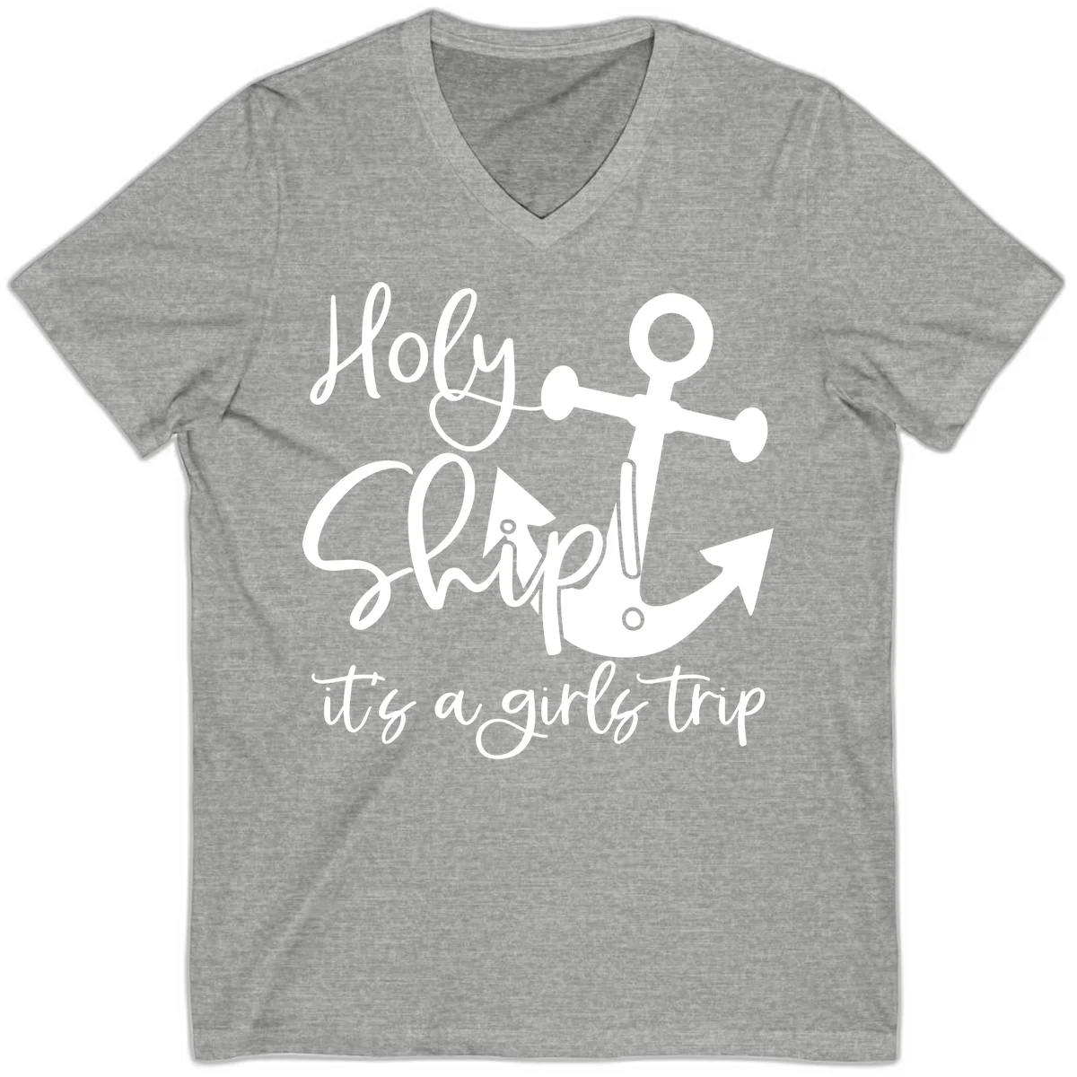 Holy Ship Girls Trip Anchor V-Neck in Athletic Heather
