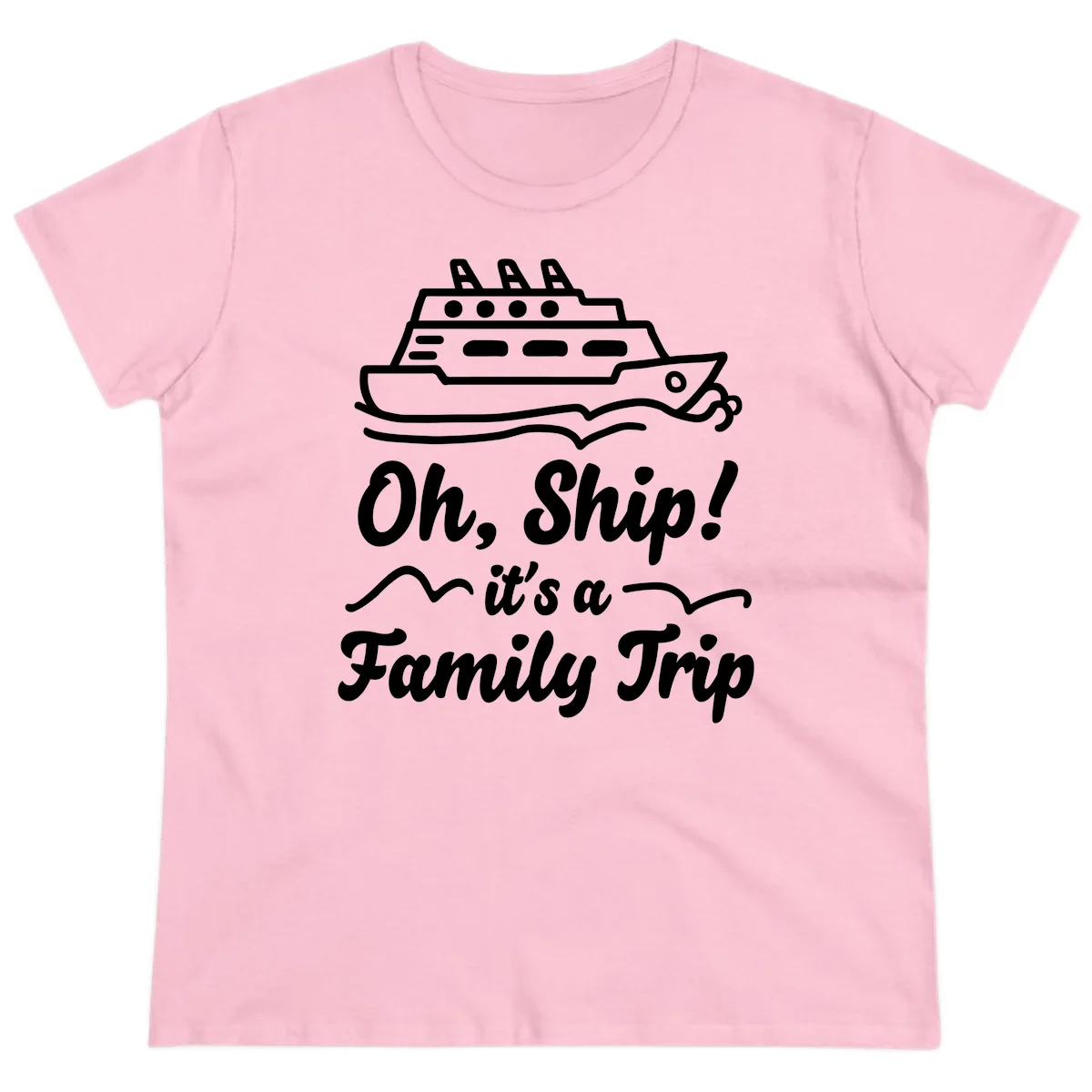 Oh Ship It's A Family Trip Ladies Tee in Light Pink