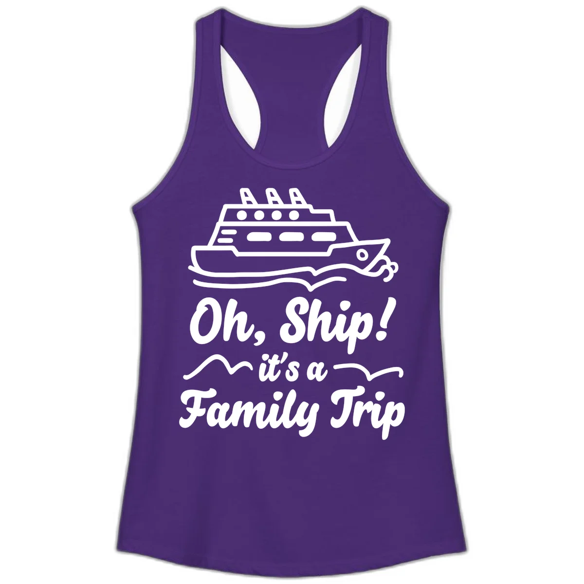 Oh Ship It's A Family Trip Ladies Tank in Solid Purple Rush