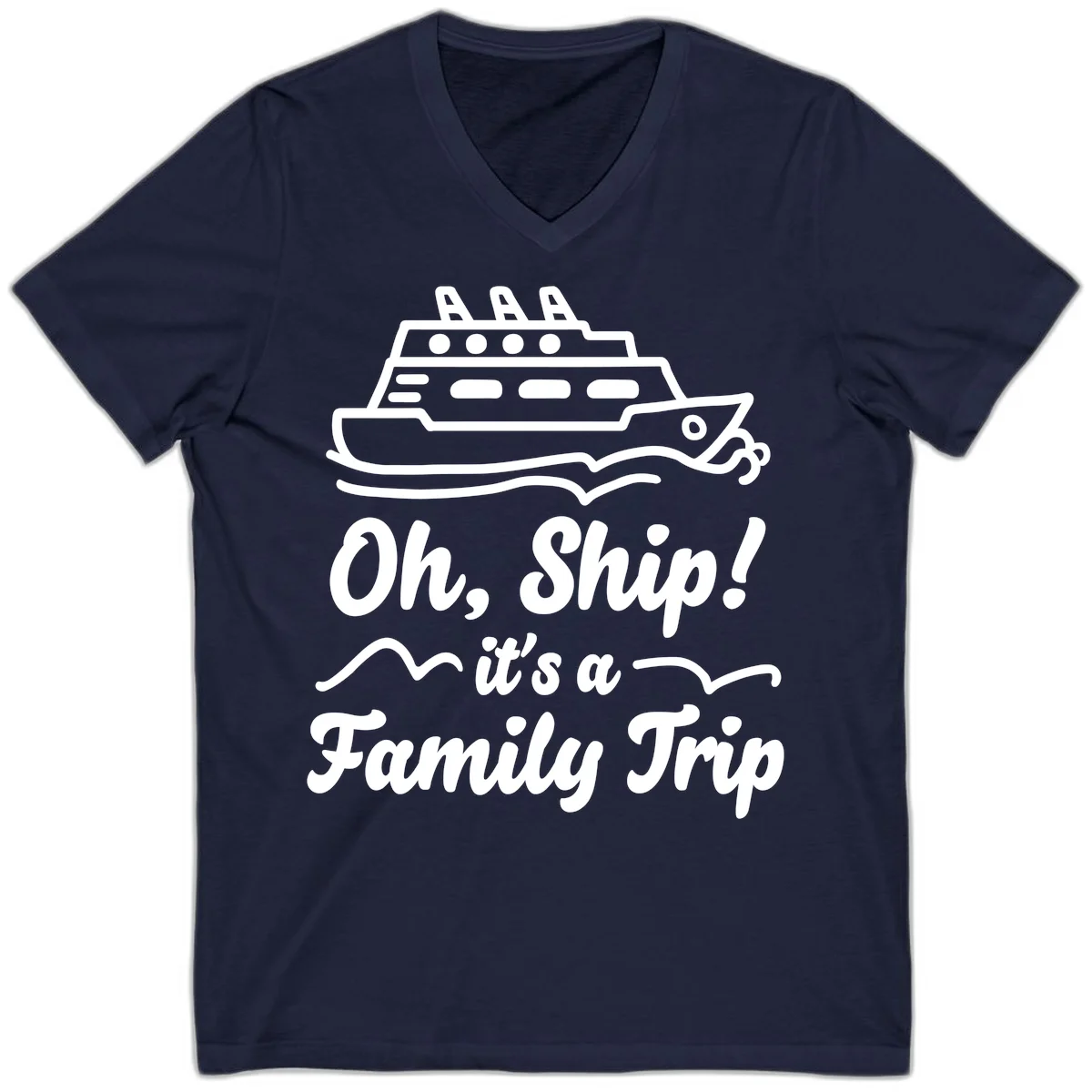 Oh Ship It's A Family Trip V-Neck in Navy