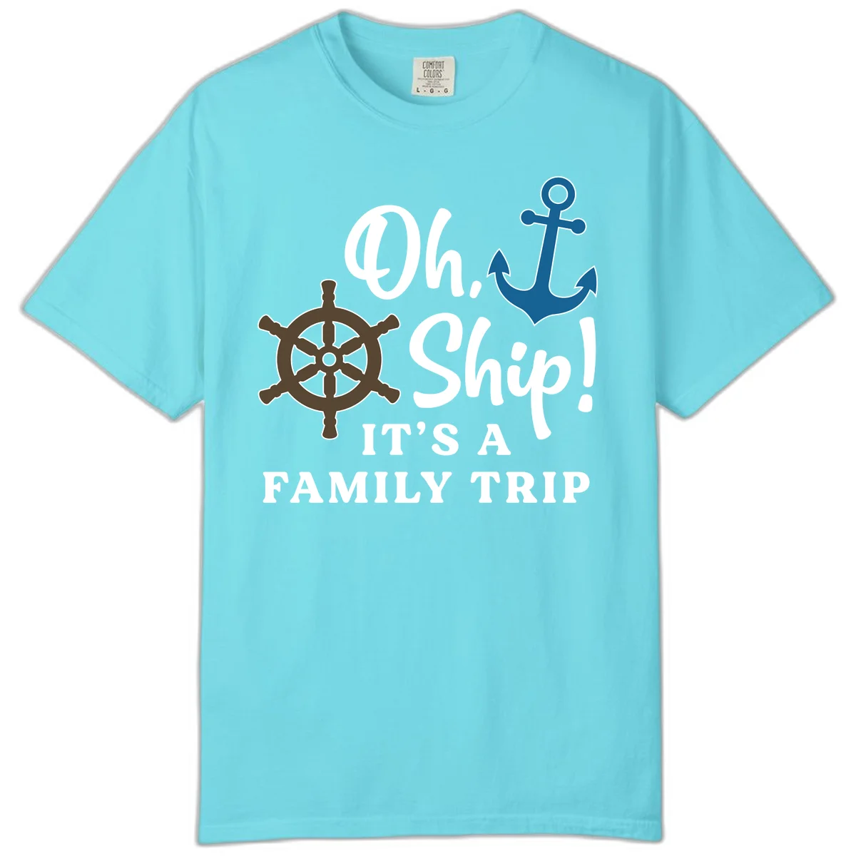 Oh Ship Family Trip Comfort Color in Lagoon Blue