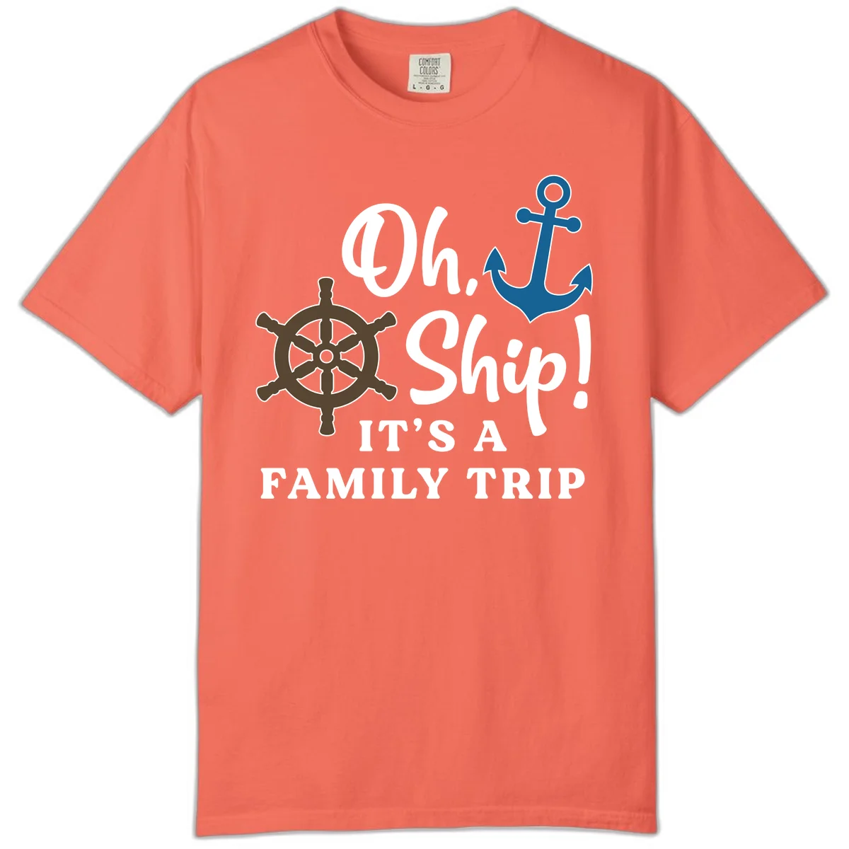 Oh Ship Family Trip Comfort Color in Bright Salmon