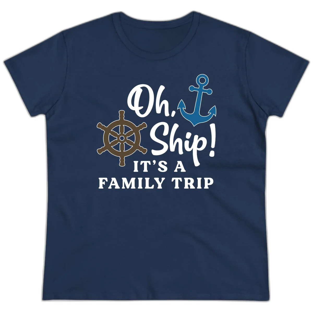 Oh Ship Family Trip Ladies Tee in Navy