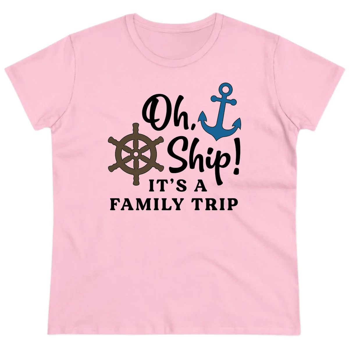 Oh Ship Family Trip Ladies Tee in Light Pink