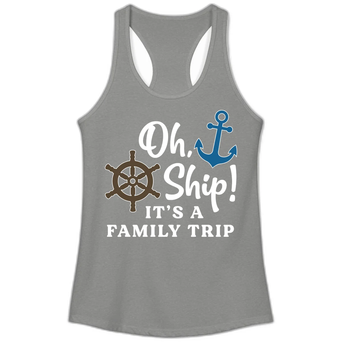 Oh Ship Family Trip Ladies Tank in Heather Grey