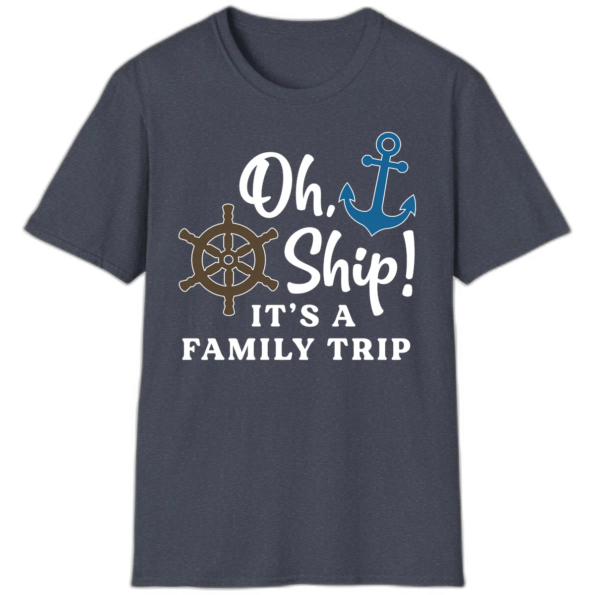 Oh Ship Family Trip T-Shirt in Heather Navy