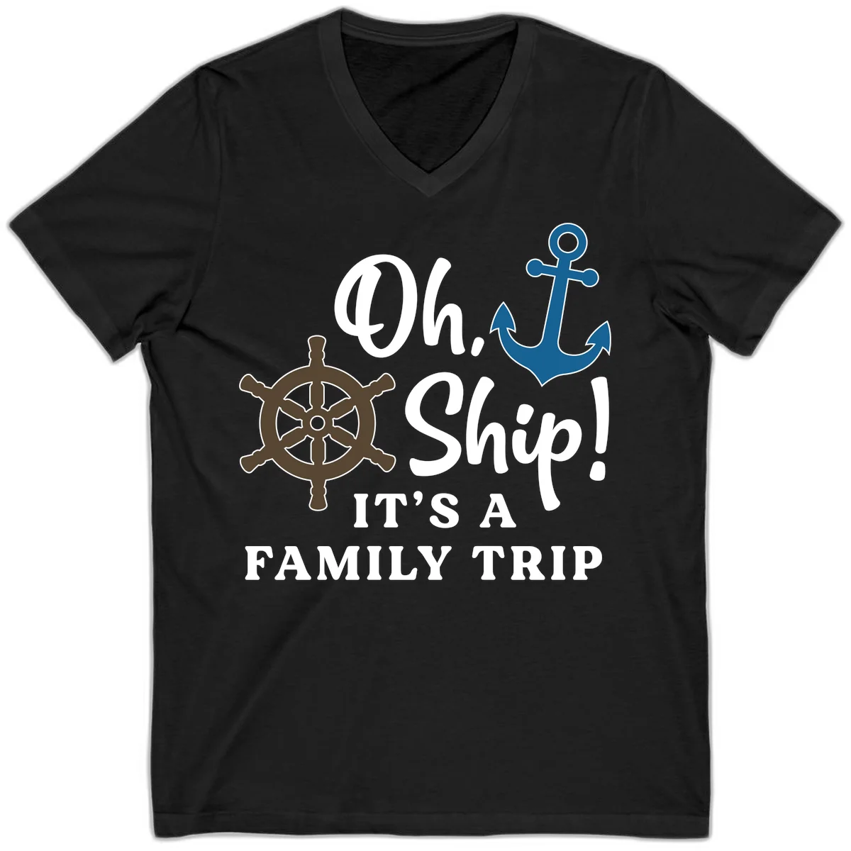 Oh Ship Family Trip V-Neck in Black