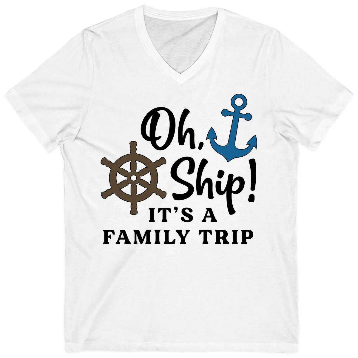 Oh Ship Family Trip V-Neck in White