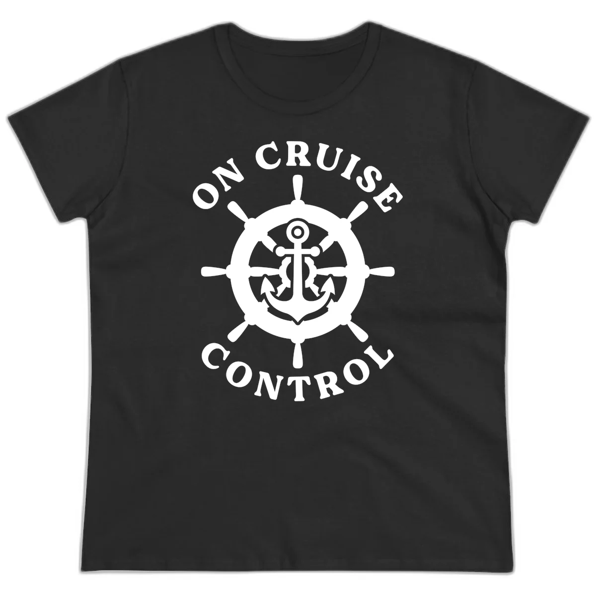 On Cruise Control Anchor Wheel Ladies Tee in Black