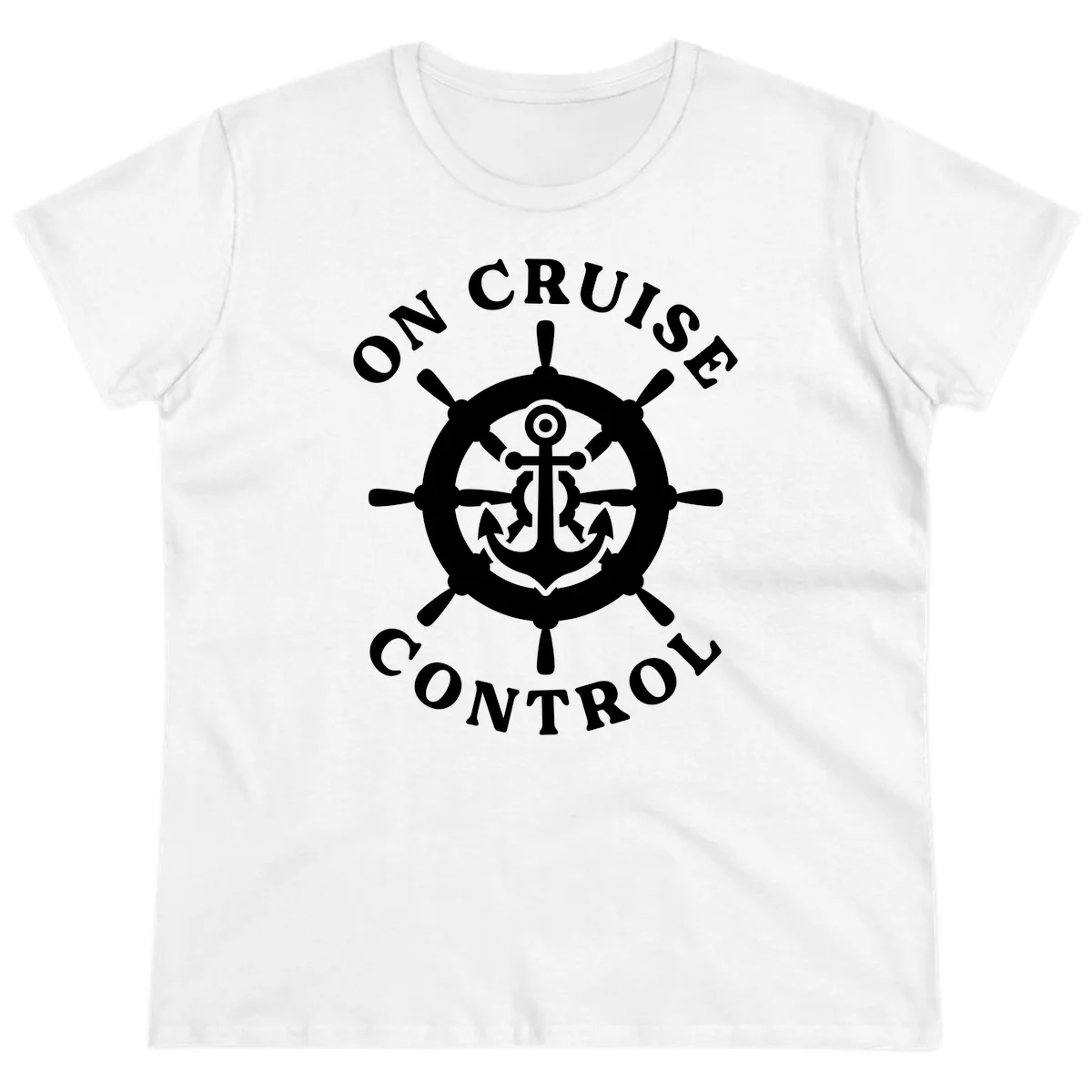 On Cruise Control Anchor Wheel Ladies Tee in White