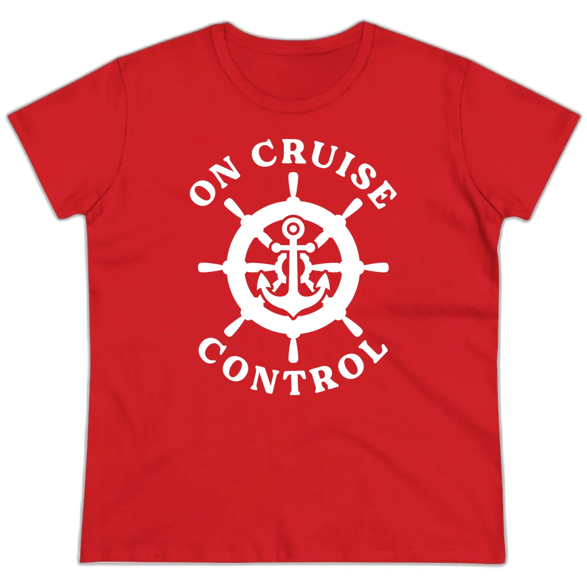 On Cruise Control Anchor Wheel Ladies Tee in Red