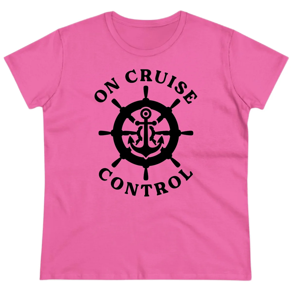 On Cruise Control Anchor Wheel Ladies Tee in Azalea
