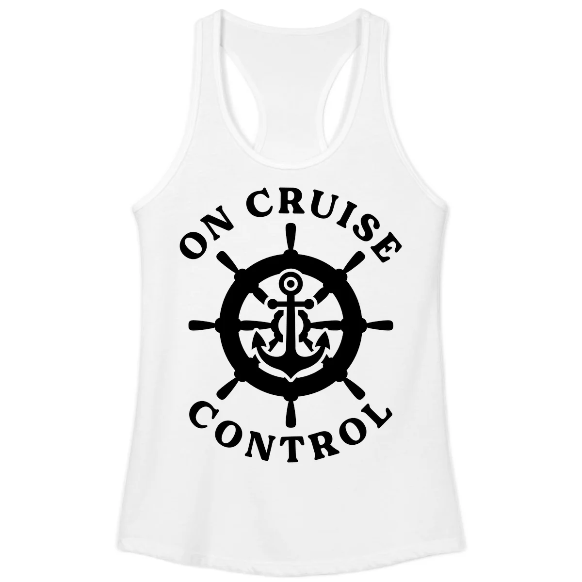 On Cruise Control Anchor Wheel Ladies Tank in White