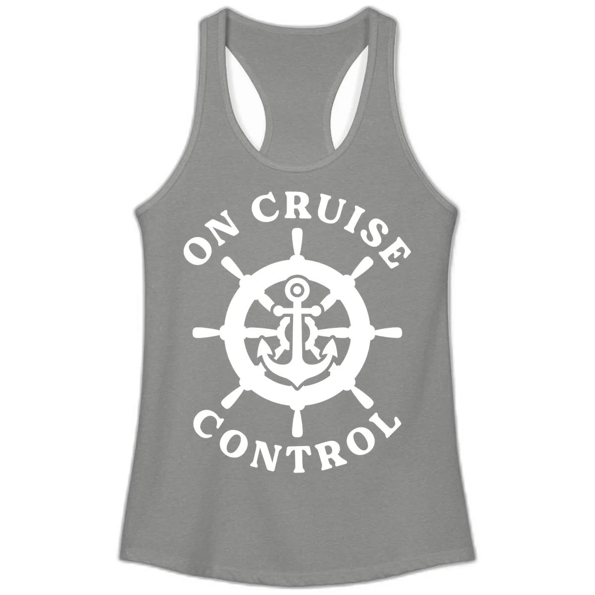 On Cruise Control Anchor Wheel Ladies Tank in Heather Grey