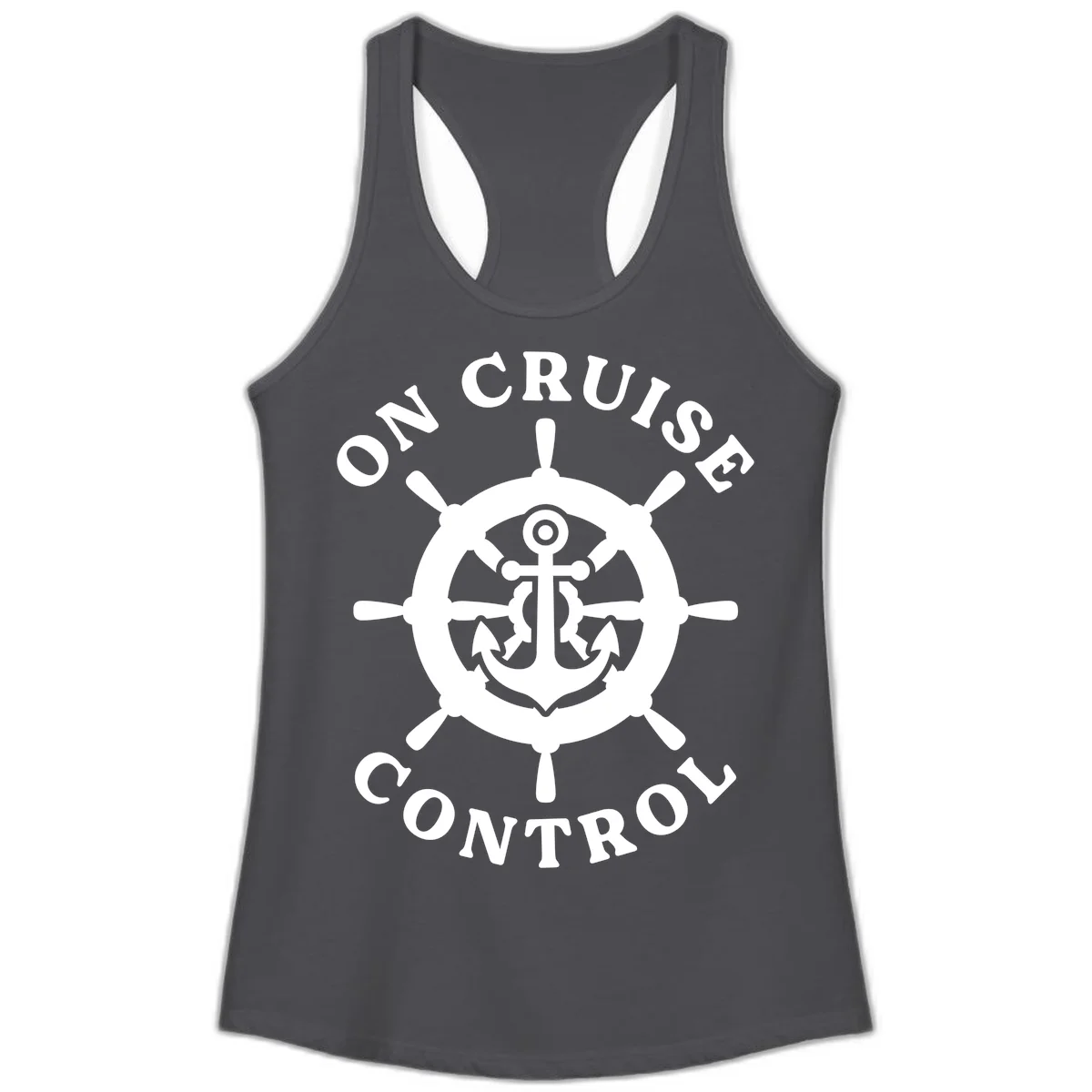 On Cruise Control Anchor Wheel Ladies Tank in Solid Dark Gray