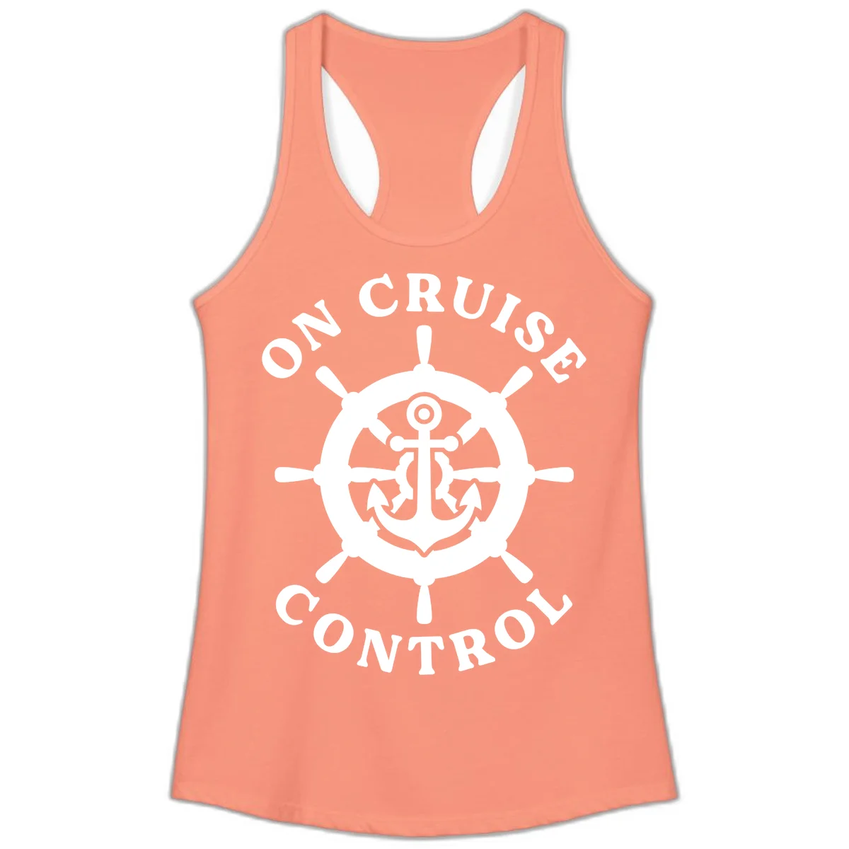 On Cruise Control Anchor Wheel Ladies Tank in Solid Light Orange