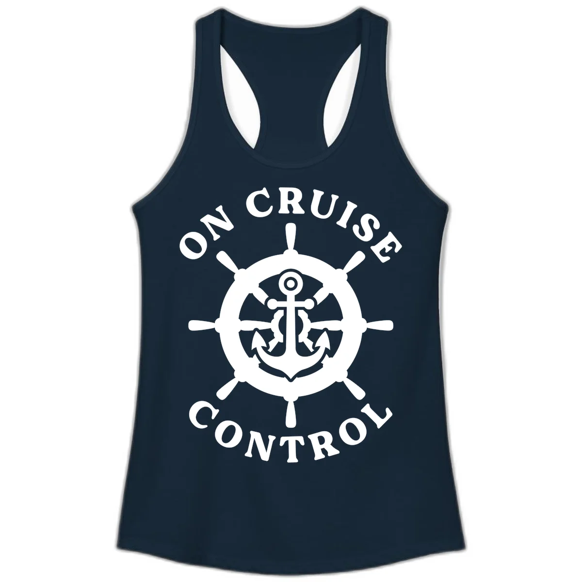 On Cruise Control Anchor Wheel Ladies Tank in Solid Midnight Navy